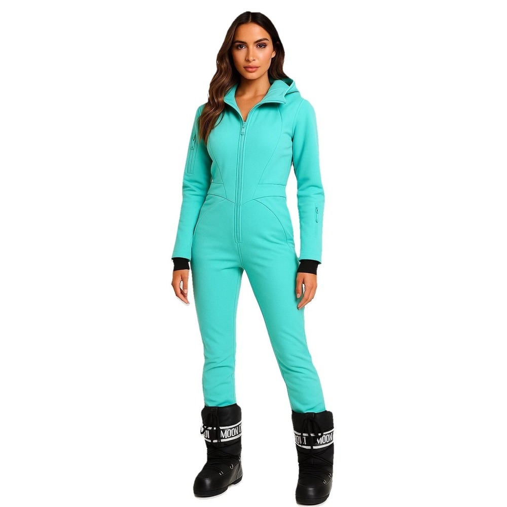 ASOS 4505 Ski Suit Snowsuit One Piece Stretch Stirrup Womens 10 Turquoise Blue